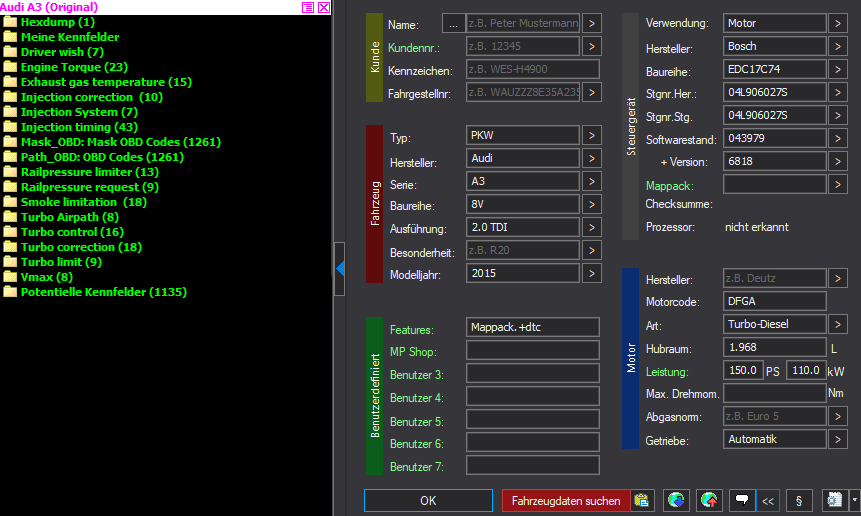 WinOLS Basic Mappack + DTC Bosch EDC17C74 – VAG 2.0D DFGA – 04L906027S 043979 – OLS / KP / JSON / CSV