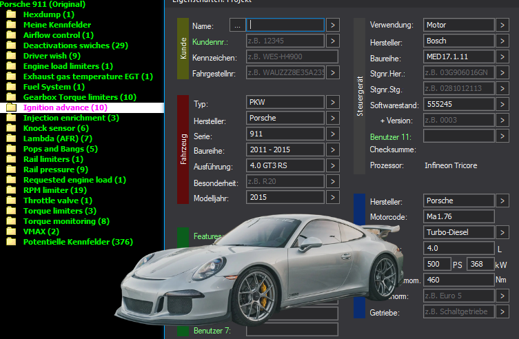 WinOLS & TunerPro Basic Mappack Bosch MED17.1.11 – Porsche 4.0 MA1.76 – 555245 – OLS / KP / XDF / JSON / CSV