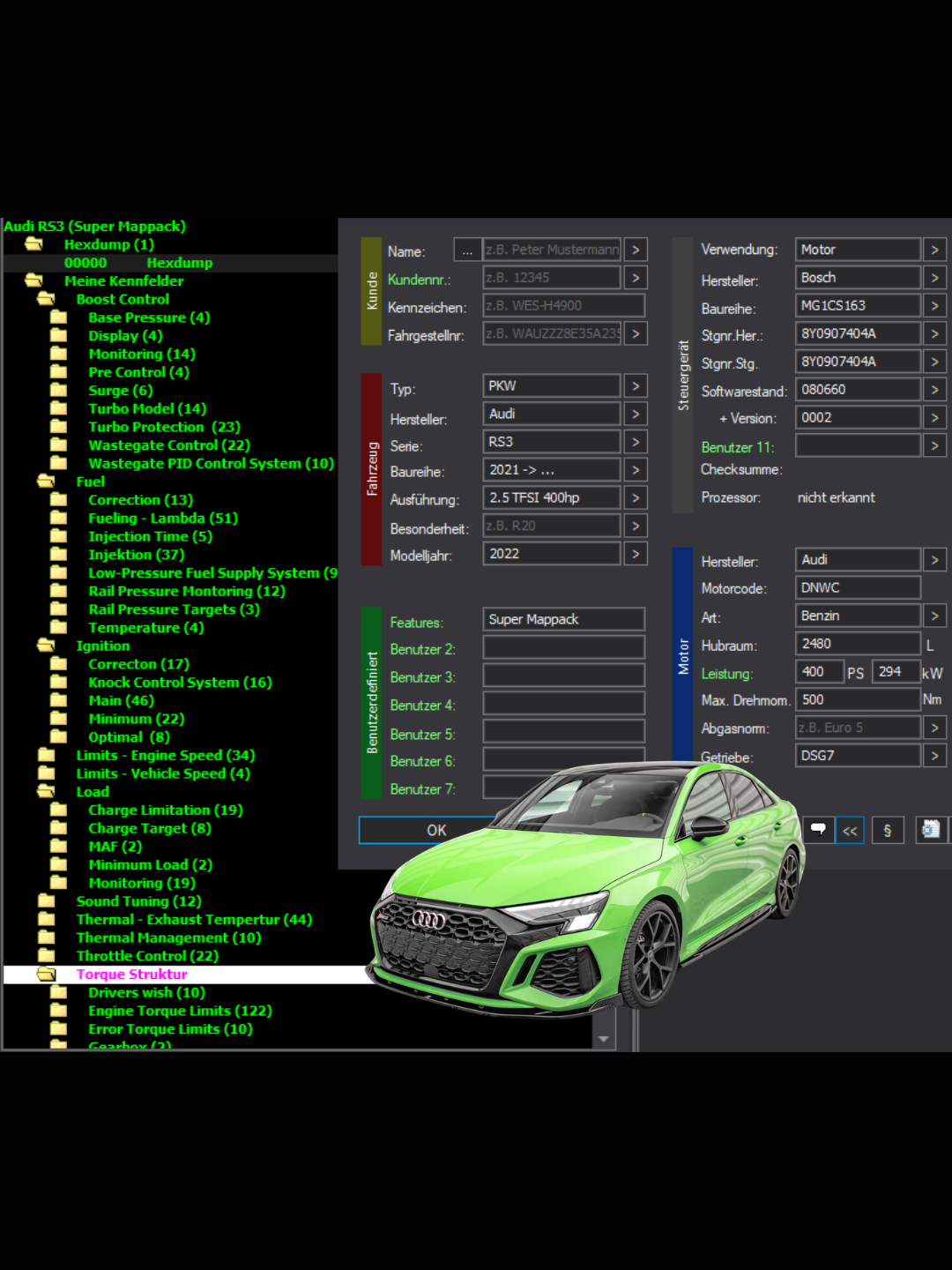 WinOLS & TunerPro Super Mappack MG1CS163 – Audi RS3 8Y DNWC – 8Y0907404A / 099585 / 0004 – 726 ECU Maps (OLS / KP / XDF / JSON / CSV)