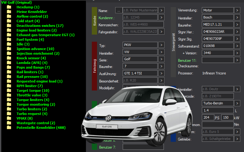 WinOLS & TunerPro Basic Mappack Bosch MED17.1.21 – VAG 1.4T – 04E906023AR 010698 – OLS / KP / XDF / JSON / CSV
