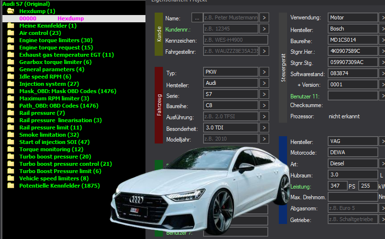 WinOLS & TunerPro Basic Mappack + DTC Bosch MD1CS014 – VAG 3.0D DEWA – 4K0907589C 083874 – OLS / KP / XDF / JSON / CSV