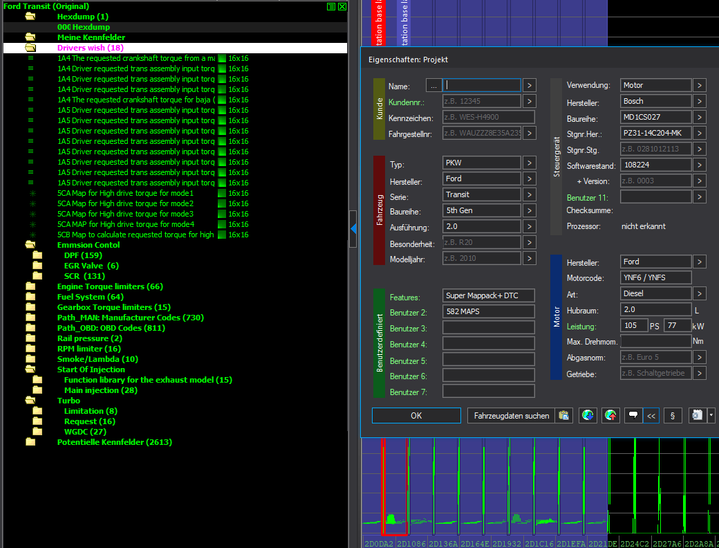 WinOLS Super Mappack MD1CS027 – Ford Transit 2.0 YNF6 / YNFS – PZ31-14C204-MK 108224 – 582 ECU Maps – OLS / KP / JSON / CSV