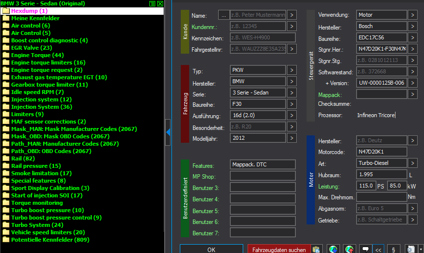 WinOLS Basic Mappack Bosch EDC17C56 – BMW 2.0D N47 N47D20K1 – 372668 O_7DUW-0000125B-006 – OLS / KP / JSON / CSV