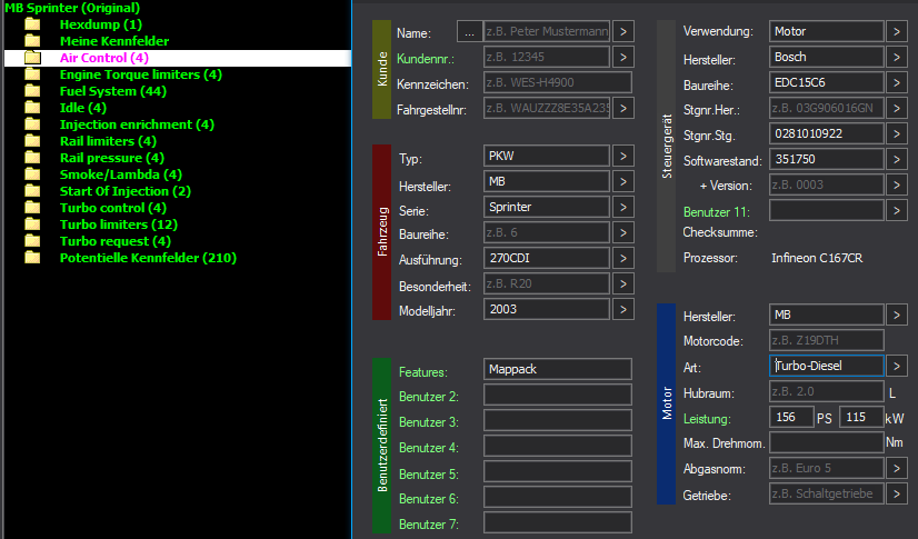 WinOLS Basic Mappack Bosch EDC15C6 – Mercedes-Benz 2.7D OM612 – 351750 – OLS / KP / JSON / CSV