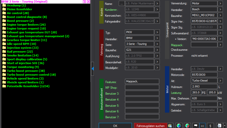 WinOLS Basic Mappack Bosch MD1CP002 – BMW 3.0D B57 B57D30O0 – 372668 O_8KYM0-000072A3-006 – OLS  KP  JSON  CSV