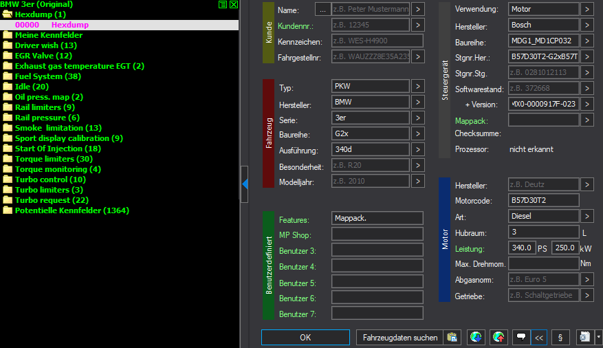 WinOLS Basic Mappack Bosch MD1CP032 – BMW 3.0D B57 B57D30T2 – 372668 O_8OMX0-0000917F-023 – OLS / KP / JSON / CSV