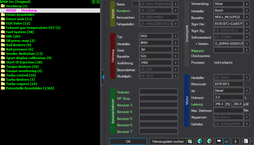 WinOLS Basic Mappack Bosch MD1CP032 – BMW 3.0D B57 B57D30T2 – 372668 O_8OMX0-0000917F-032 – OLS / KP / JSON / CSV