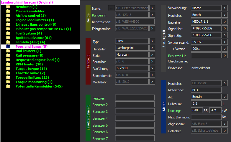 WinOLS Basic Mappack Bosch MED17.1.1 – Lamborghini 5.2 V10 – 4T0907552BG 091972 – OLS  KP  JSON  CSV