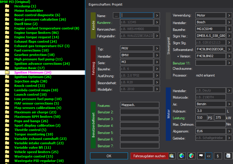 WinOLS Basic Mappack + DTC Bosch MG1CS049 – BMW 3.0T S58 – F4C9L8N6B – OLS / KP / JSON / CSV