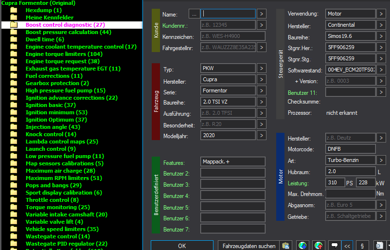 WinOLS Basic Mappack Continental SIMOS19.6 – VAG 2.0T DNFB – 5FF906259 - 004EV_ECM20TFS0 – OLS / KP / JSON / CSV