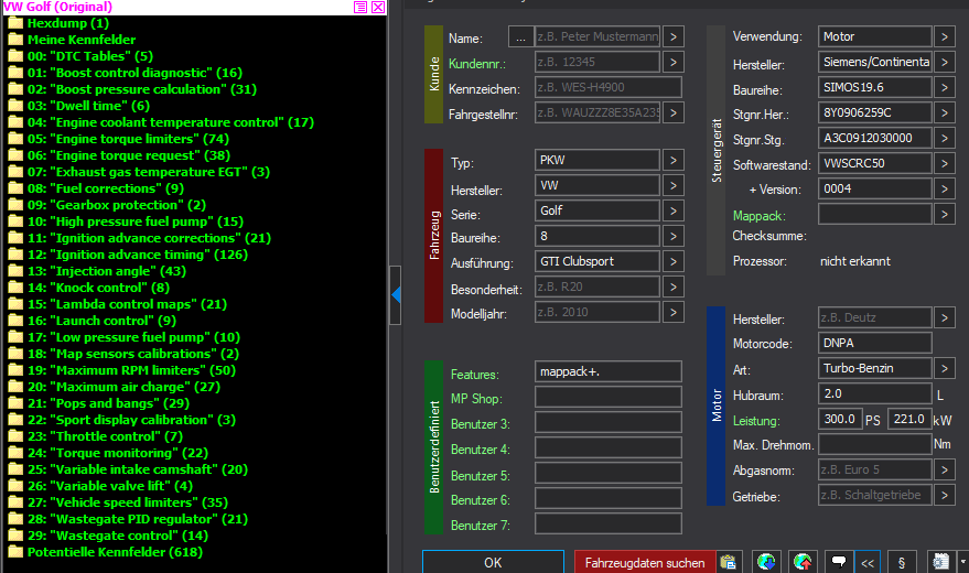 WinOLS Basic Mappack Continental SIMOS19.6 – VAG 2.0T DNPA – 8Y0906259C VWSCRC50 – OLS  KP  JSON  CSV