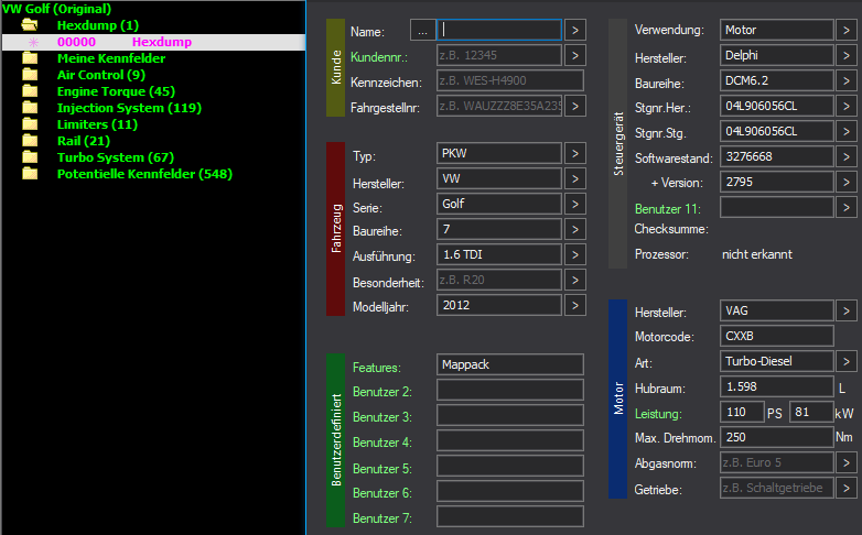WinOLS Basic Mappack DCM6.2 – VAG 1.6TDI CXXB – 04L906056CL 3276668 2795 – 264 ECU Maps – OLS / KP / JSON / CSV