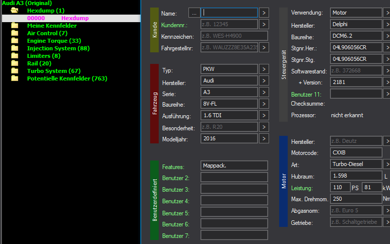 WinOLS Basic Mappack DCM6.2 – VAG 1.6TDI CXXB – 04L906056CR 2181 – OLS / KP / JSON / CSV
