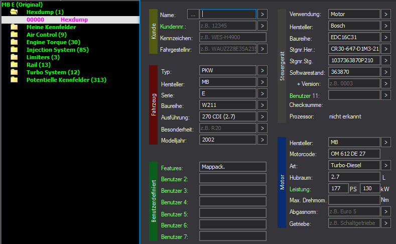 WinOLS Basic Mappack EDC16C31 – Mercedes 2.7CDI OM612 – CR30-647-D1M3-21 363870 – 152 ECU Maps – OLS / KP / JSON / CSV