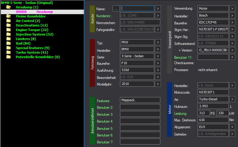 WinOLS Basic Mappack EDC17CP45 – BMW 3.0D N57D30T1 – 0_7BUJ-00000C5B – 240 ECU Maps – OLS / KP / JSON / CSV