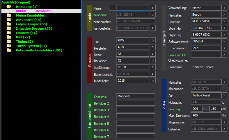 WinOLS Basic Mappack MD1CS004 – VAG 2.0TDI – 05L906027BC 086264 9971  - DFBA– 224 ECU Maps – OLS / KP / JSON / CSV