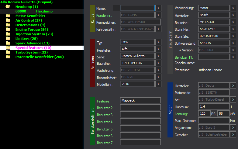 WinOLS Basic Mappack ME17.3.0 – Alfa Romeo 1.4 T-Jet 940B1000 – 55261249 545715 – 205 ECU Maps – OLS / KP / JSON / CSV