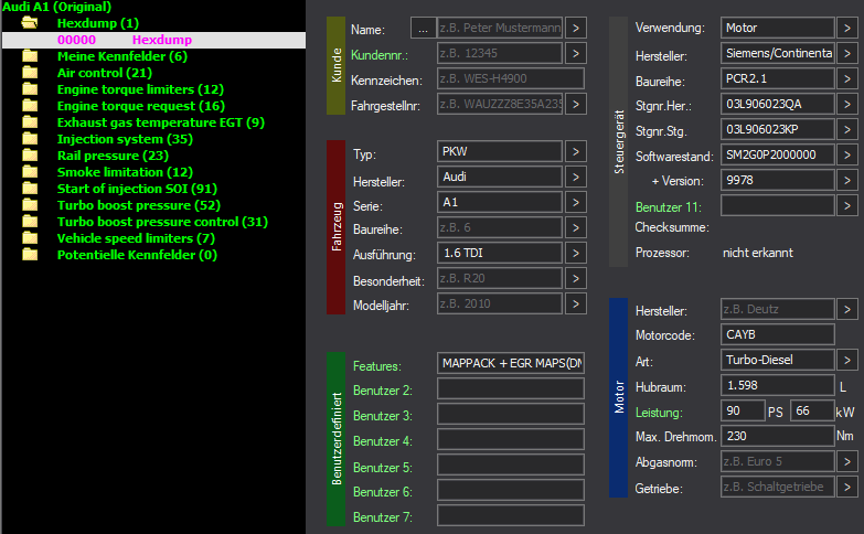 WinOLS Basic Mappack PCR2.1 – VAG 1.6TDI CAYB – 03L906023QA SM2G0P20000000 9978 – 315 ECU Maps – OLS / KP / JSON / CSV