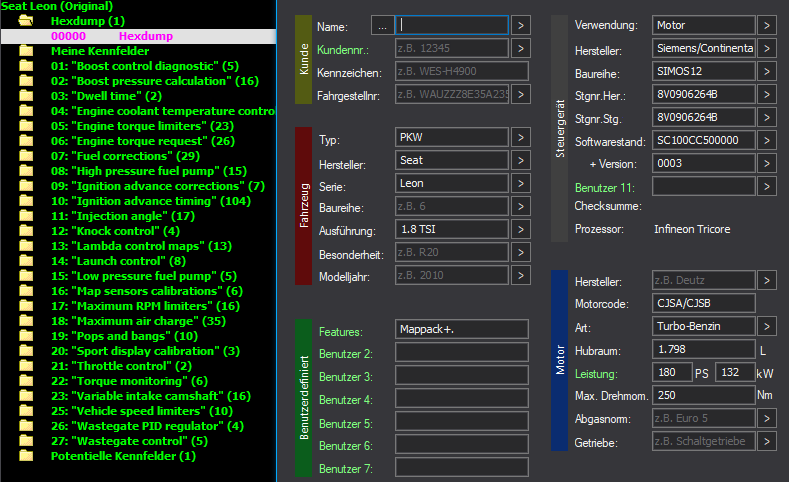 WinOLS Basic Mappack SIMOS12 – VAG 1.8TSI CJSA / CJSB – 8V0906264B SC100CC5000000 0003 – OLS / KP / JSON / CSV