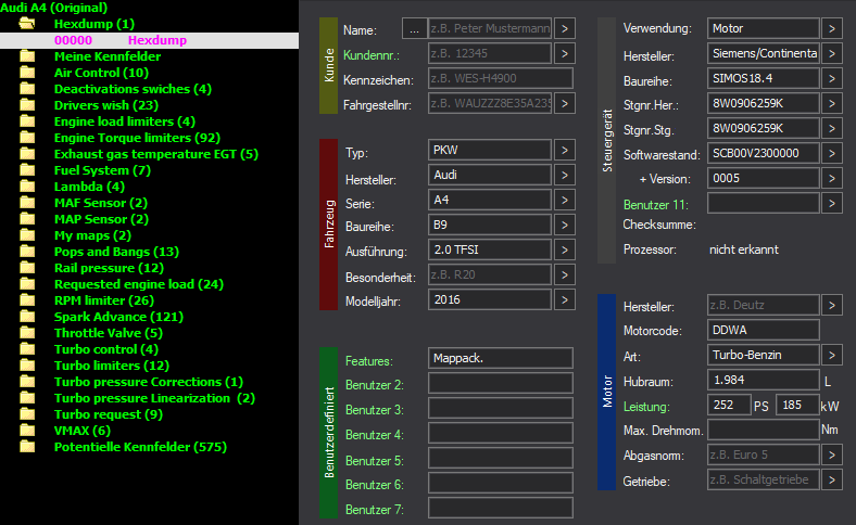 WinOLS Basic Mappack SIMOS18.4 – VAG 2.0TFSI DDWA – 8W0906259K SCB00V2300000 0005 – OLS / KP / JSON / CSV