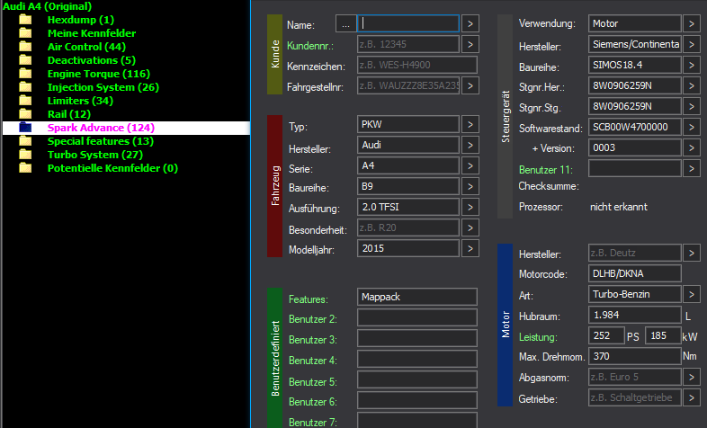 WinOLS Basic Mappack SIMOS18.4 – VAG 2.0TFSI DLHB / DKNA – 8W0906259N SC800H4700000 0003 – 401 ECU Maps – OLS / KP / JSON / CSV