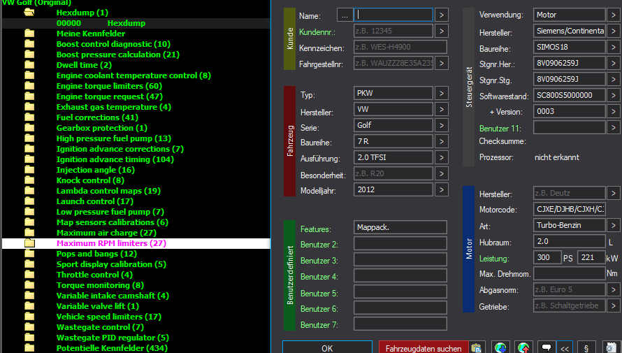 WinOLS Basic Mappack SIMOS18 – VAG 2.0TFSI CJXE / DJHB / CJXH / CJXC – 8V0906259J SC800S5000000 0003 – 508 ECU Maps – OLS / KP / JSON / CSV