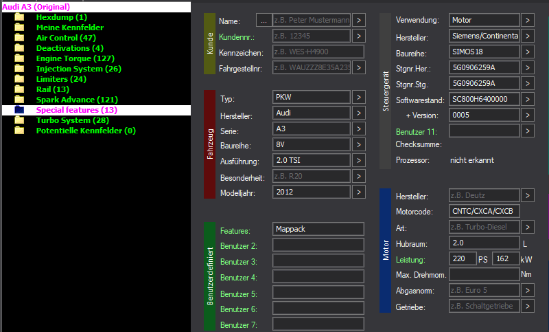WinOLS Basic Mappack SIMOS18 – VAG 2.0TFSI CNTC / CXCA / CXCB – 5G0906259A SC800H6400000 0005 – 403 ECU Maps – OLS / KP / JSON / CSV