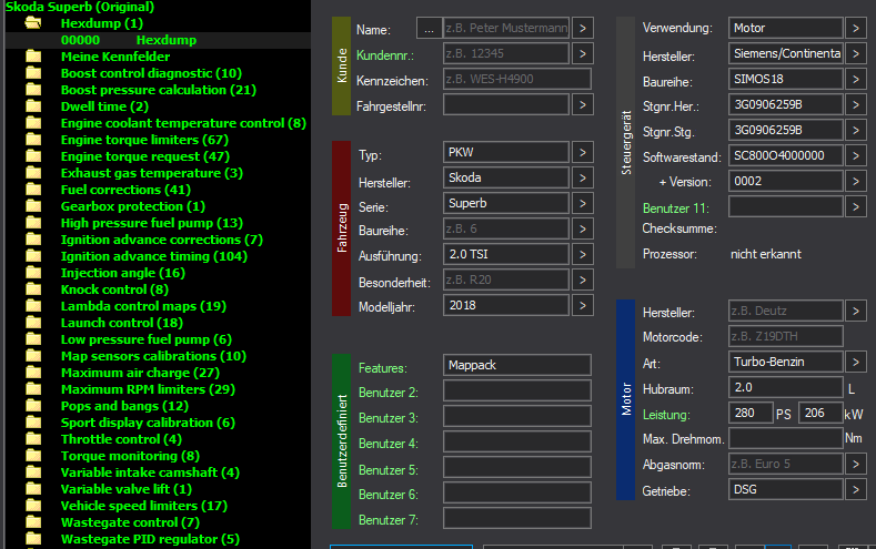 WinOLS Basic Mappack SIMOS18 – VAG 2.0TSI / TFSI CJX – 3G0906259B SC80004000000 0002 – 521 ECU Maps – OLS / KP / JSON / CSV