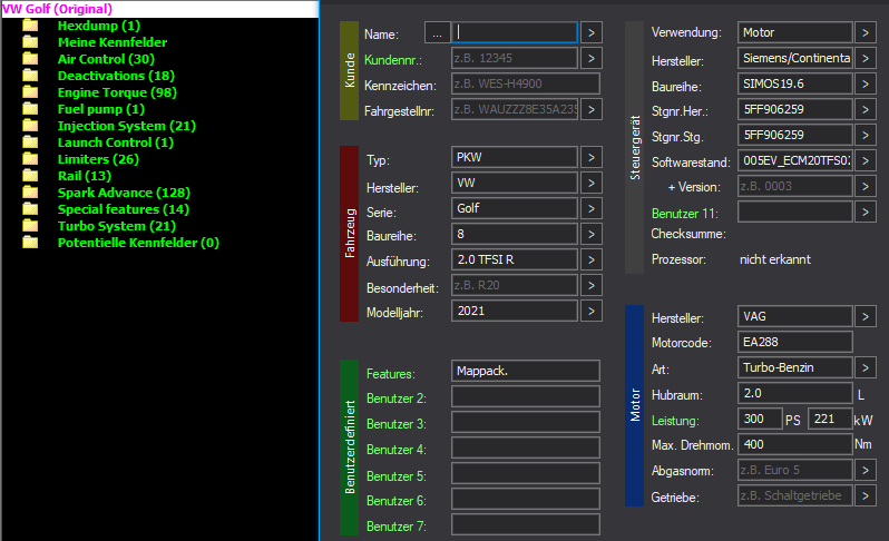 WinOLS Basic Mappack SIMOS19.6 – VAG 2.0TFSI EA288 – 5FF906259 005EV_ECM20TFS0205H0906259 – OLS / KP / JSON / CSV