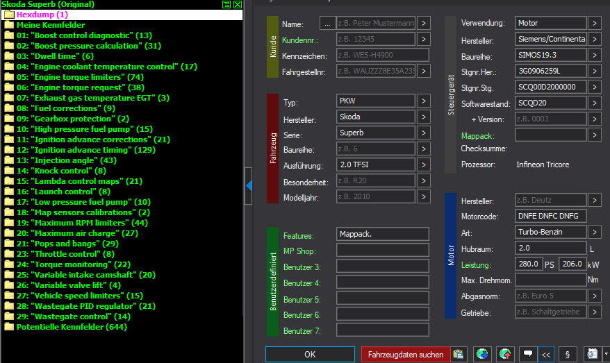 WinOLS Basic Mappack Siemens SIMOS19.3 – VAG 2.0T DNFE/DNFC/DNFG – 3G0906259L SCQD20 – OLS / KP / JSON / CSV