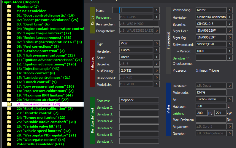 WinOLS Basic Mappack Siemens SIMOS19.3 – VAG 2.0T DNFG – 5NA906259F WSCOD20 – OLS / KP / JSON / CSV