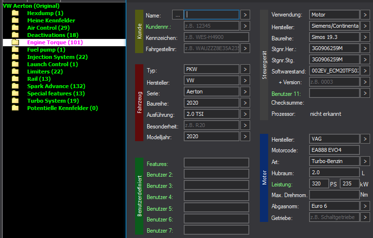 WinOLS Basic Mappack Siemens SIMOS19.7 – VAG 2.0T – 004EV_ECM20TFS0 – OLS / KP / JSON / CSV