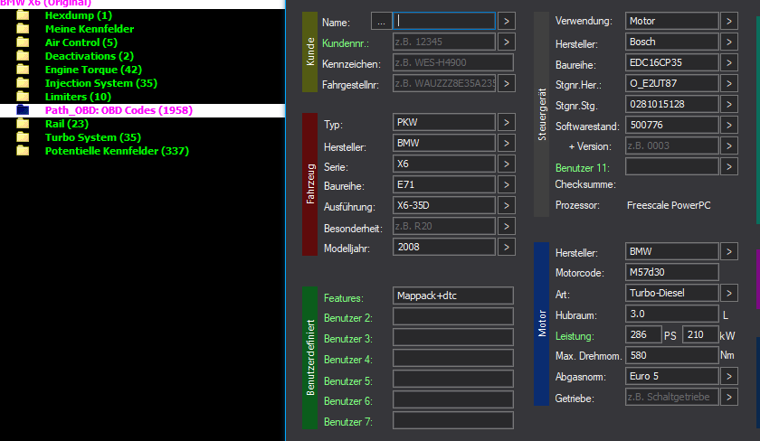 WinOLS Basic Mappack + DTC Bosch EDC16CP35 – BMW 3.0D M57 M57D30 – 0281015128 500776 – OLS / KP / JSON / CSV