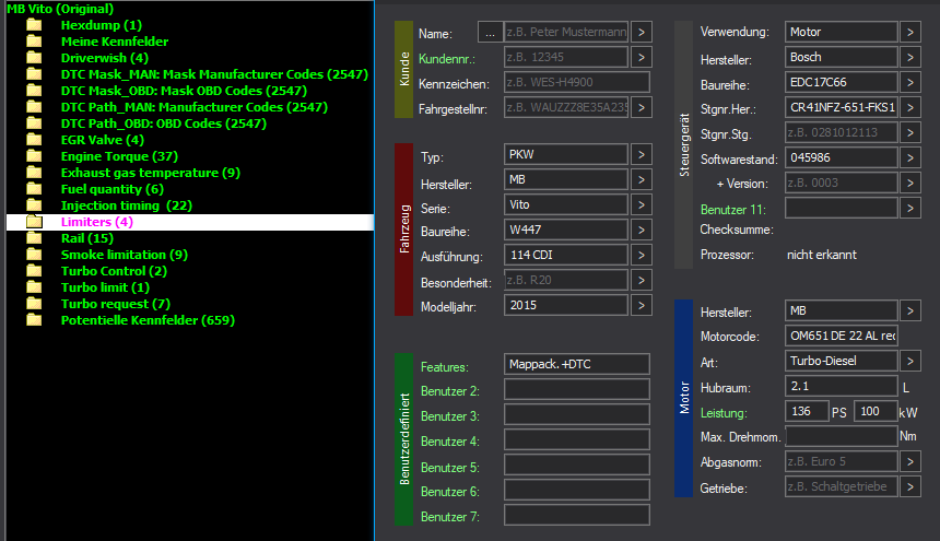 WinOLS Basic Mappack + DTC Bosch EDC17C66 – Mercedes-Benz 2.1D OM651 – CR41NFZ-651-FKS1 045986 – OLS / KP / JSON / CSV