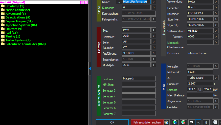 WinOLS Basic Mappack + DTC Bosch EDC17CP44 – VAG 3.0D CGQB – 4G0907589G 055629 – OLS / KP / JSON / CSV