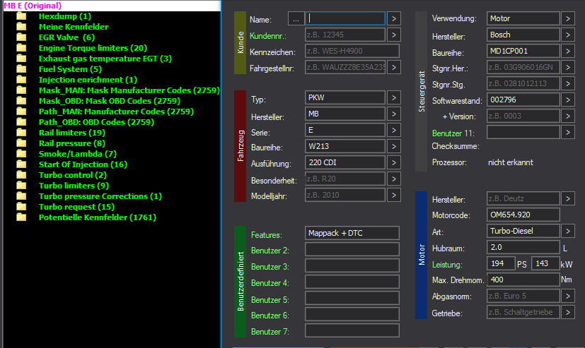 WinOLS Basic Mappack + DTC Bosch MD1CP001 – Mercedes-Benz 2.0D OM654 OM654.920 – 002796 – OLS / KP / JSON / CSV
