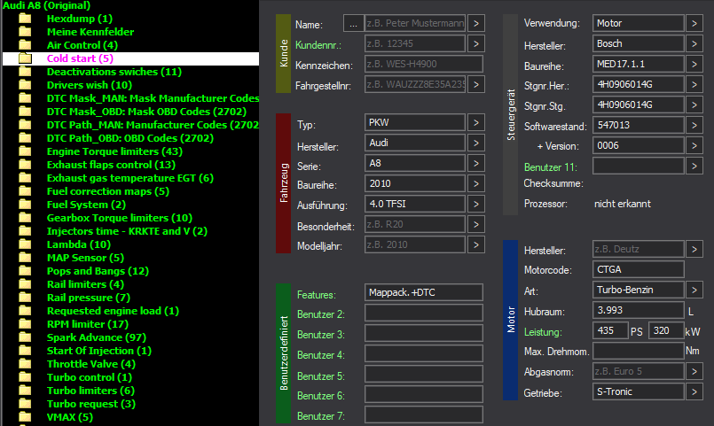 WinOLS Basic Mappack + DTC Bosch MED17.1.1 – VAG 4.0T CTGA – 4H0906014G 547013 – OLS / KP / JSON / CSV