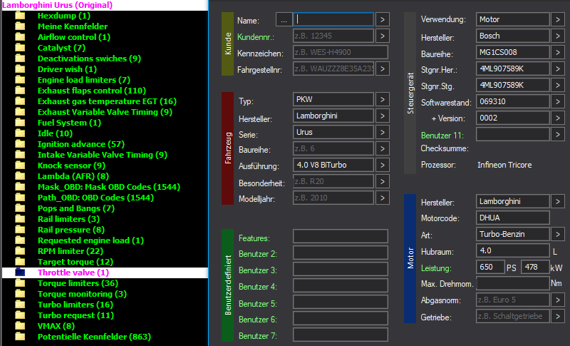WinOLS Basic Mappack + DTC Bosch MG1CS008 – Lamborghini 4.0T DHUA – 4ML907589K 069310 – OLS / KP / JSON / CSV