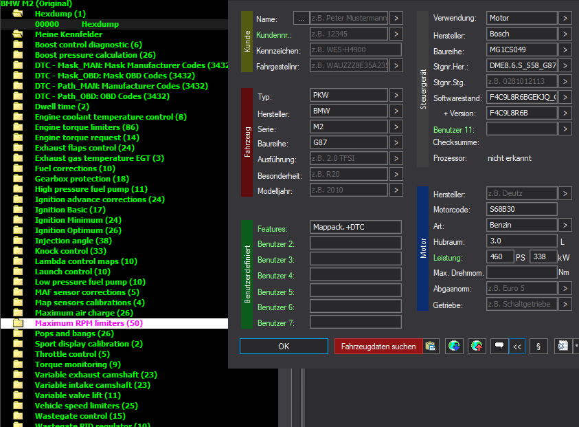WinOLS Basic Mappack + DTC Bosch MG1CS049 – BMW 3.0T S58 S58B30 – F4C9L8R6BGEKJQ – OLS / KP / JSON / CSV