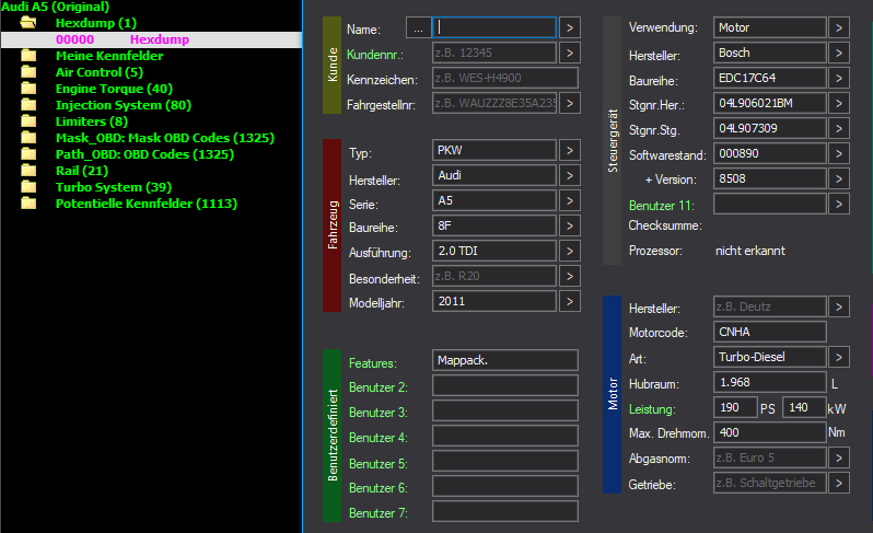 WinOLS Basic Mappack + DTC EDC17C64 – VAG 2.0TDI CNHA – 04L906021BM 000890 8508 – 2000+ Entries (incl. DTC Codes) – OLS / KP / JSON / CSV