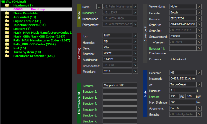 WinOLS Basic Mappack + DTC EDC17C66 – Mercedes 2.1CDI OM651 – CR41NFZ-651-FKS1 034928 – OLS / KP / JSON / CSV
