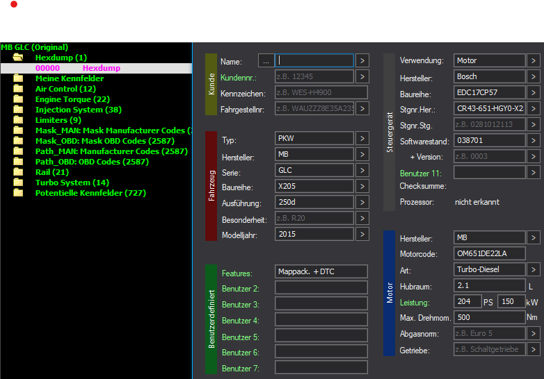 WinOLS Basic Mappack + DTC EDC17CP57 – Mercedes 2.1CDI OM651 – CR43-651-HGY0-X2 038701 – OLS / KP / JSON / CSV