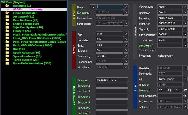 WinOLS Basic Mappack + DTC MED17.5.25 – VAG 1.4TSI CZCA – 04E906027HB 006816 7525 – 1800+ Entries (incl. DTC Codes) – OLS / KP / JSON / CSV