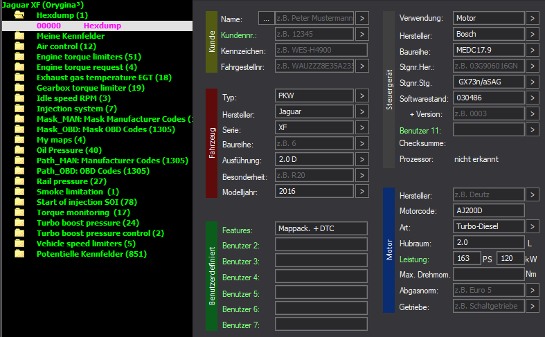 WinOLS Basic Mappack + DTC MEDC17.9 – Jaguar XF 2.0D AJ200D – GX73/8AG 030486 – OLS / KP / JSON / CSV