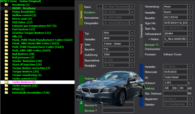 WinOLS & TunerPro Basic Mappack Bosch EDC17CP45 – BMW 3.0D N57D30O0 – N57D30O0-F10_EC 509484 – OLS / KP / XDF / JSON / CSV