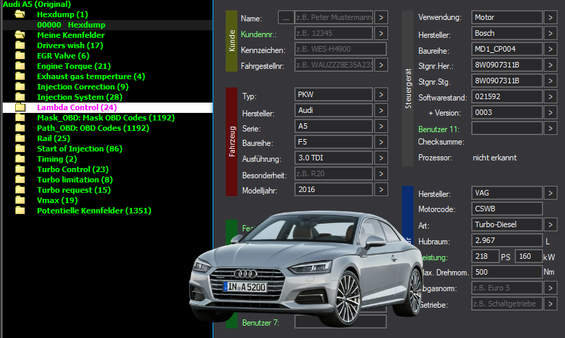 WinOLS & TunerPro Basic Mappack + DTC Bosch MD1CP004 – VAG 3.0D CSWB – 8W0907311B 021592 – OLS / KP / XDF / JSON / CSV