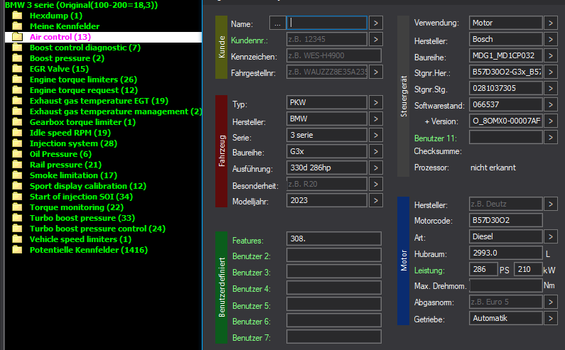 WinOLS & TunerPro Basic Mappack Bosch MD1CP032 – BMW 3.0D B57D30O2 – 066537 O_8OMX0-00007AF9-015 – OLS / KP / XDF / JSON / CSV