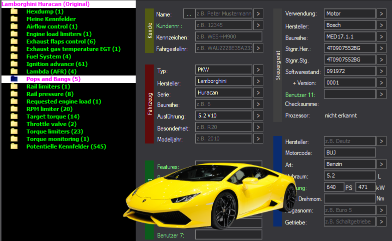 WinOLS & TunerPro Basic Mappack Bosch MED17.1.1 – Lamborghini 5.2 V10 – 4T0907552BG 091972 – OLS  KP  XDF  JSON  CSV