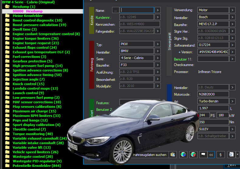 WinOLS & TunerPro Basic Mappack Bosch MEVD17.2.P – BMW 2.0T N26B20O0 – 017234 #9VS9G40B#9G4SQGX2 – OLS  KP  XDF  JSON  CSV