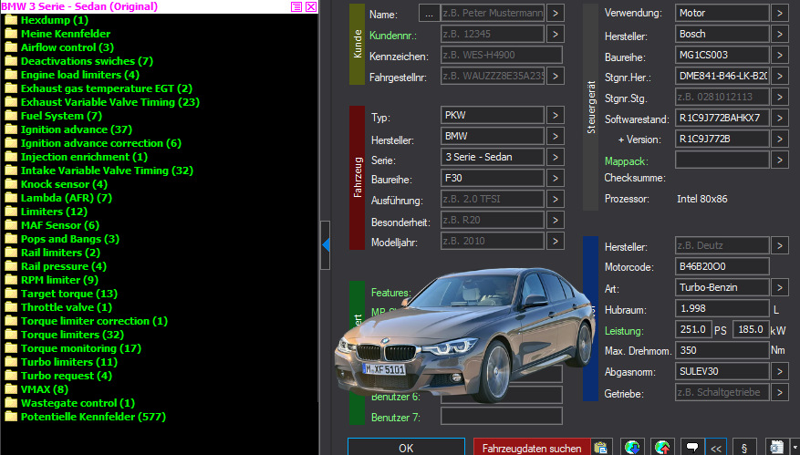 WinOLS & TunerPro Basic Mappack Bosch MG1CS003 – BMW 2.0T B46 B46B20O0 – R1C9J772BAHKX7 – OLS / KP / XDF / JSON / CSV